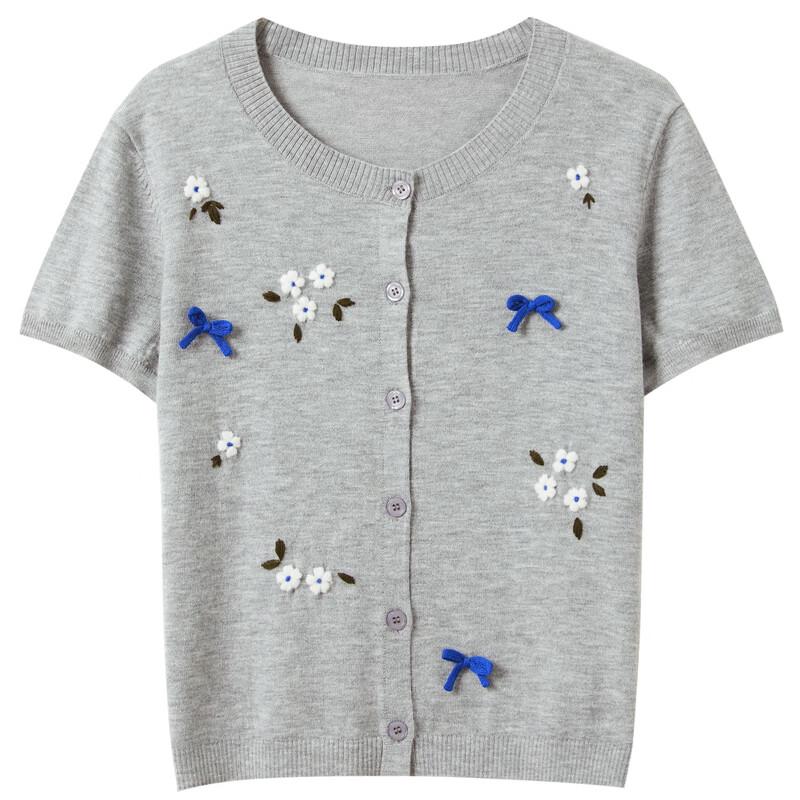 SanCai 2025 Autumn Crochet Knit Short Sleeve Cardigan