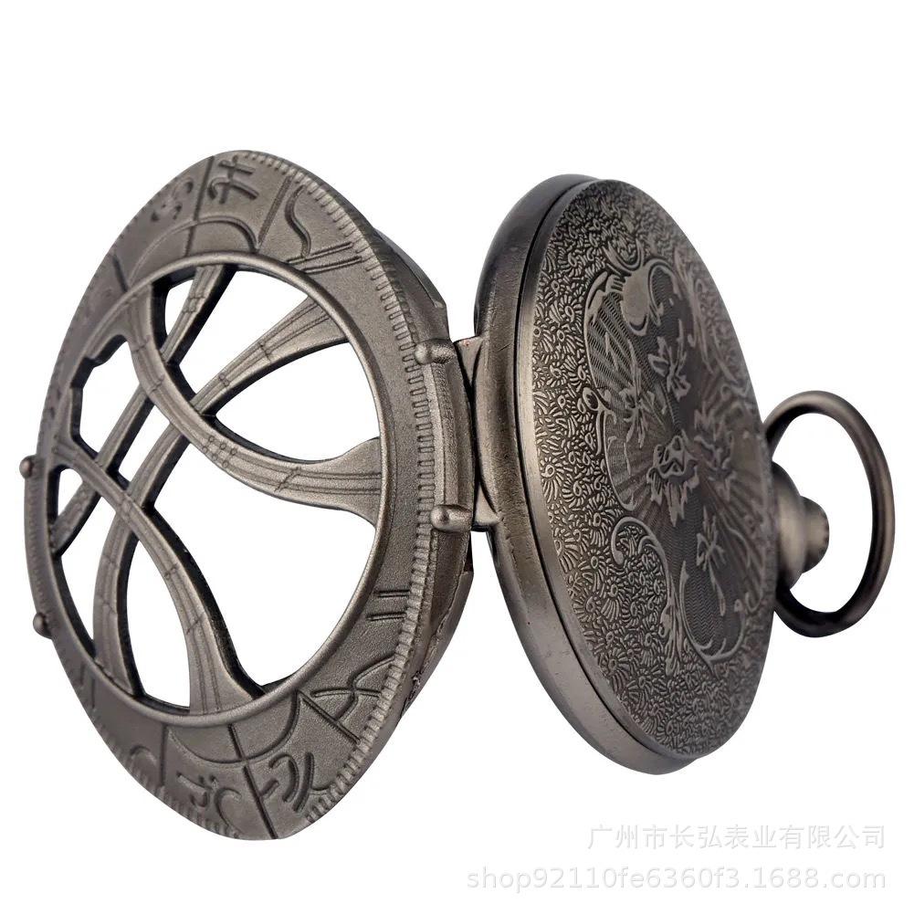 Angel Eye Necklace Pocket Watch Creative Hollow Antique Vintage Pendant Watch Anime Peripheral Student Flip Quartz Watch