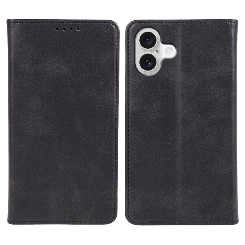 For iPhone 17 Case Strong Magnetic PU Leather Phone Cover Calf Texture