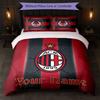 Set Biancheria da Letto Personalizzato AC Milan con Nome Testo 1 Copripiumino+2 Federe Logo Calcio Regalo Personalizzato per Occasioni Speciali Decorazione Camera da Letto