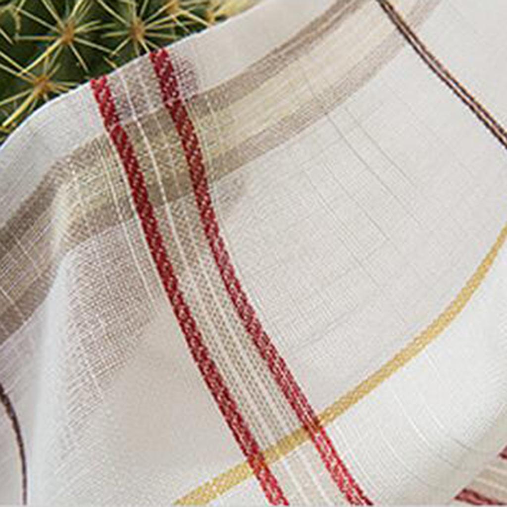 Checked Linen Window Tiers Kitchen Cafe Half Curtains Valance Decoration