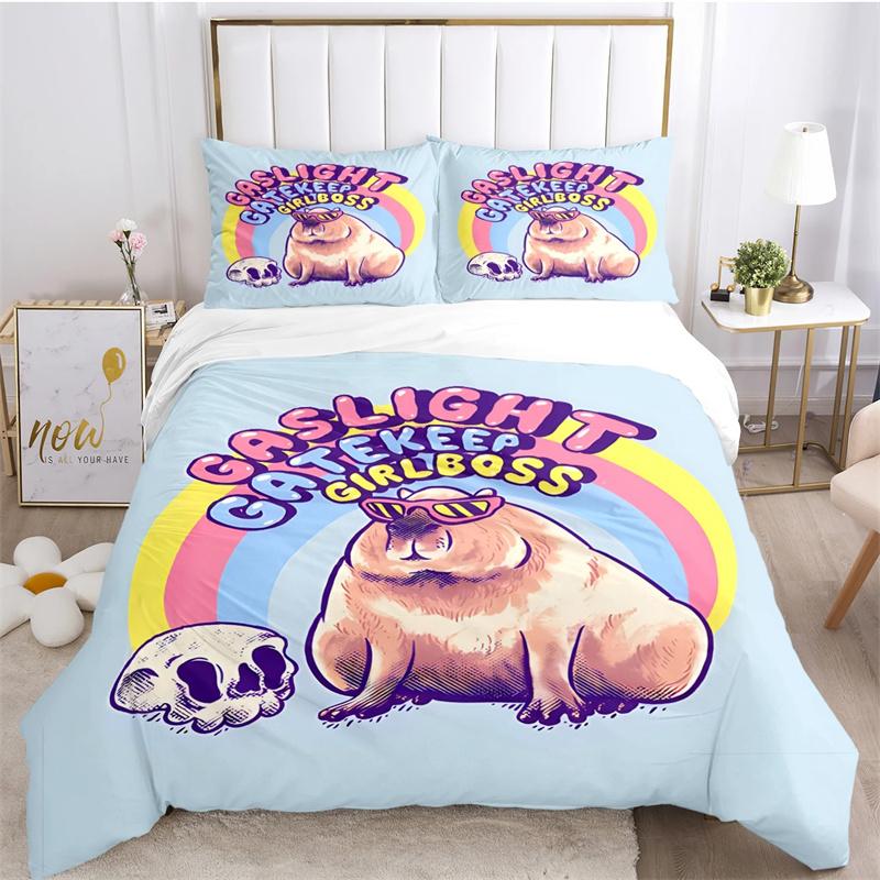 Милый аниме-капибара Kawai всесезонный комплект постельного белья с наволочкой для дома Twin Full Queen King детский подарок