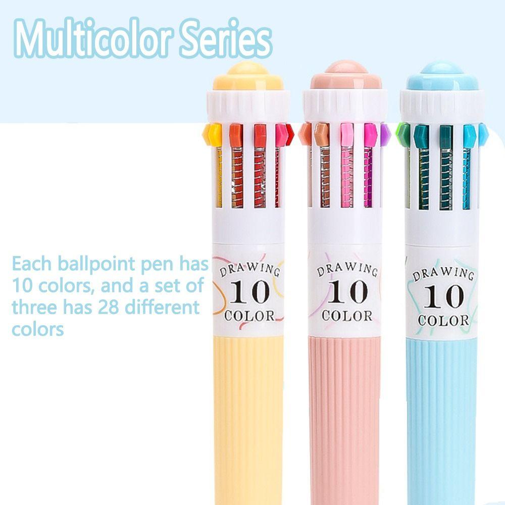 3Pcs/Set Creative Multicolor Ballpoint Pens Multicolored Multicolor Retractable Pen Office Supplies
