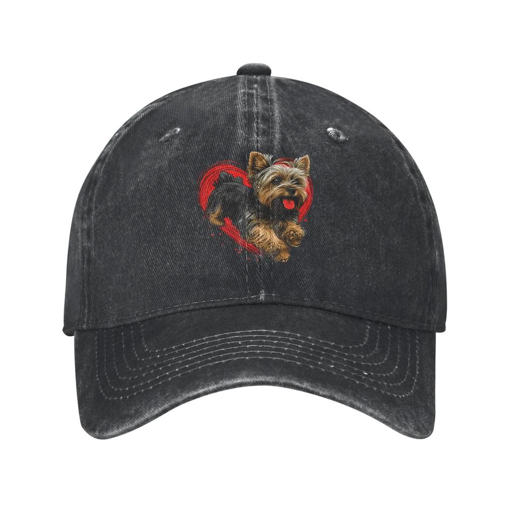 Valentines Day Yorkshire Terrier Dog Baseball Caps Vintage Distressed Denim Snapback Hat Unisex Women Outdoor Summer Soft Caps Hat