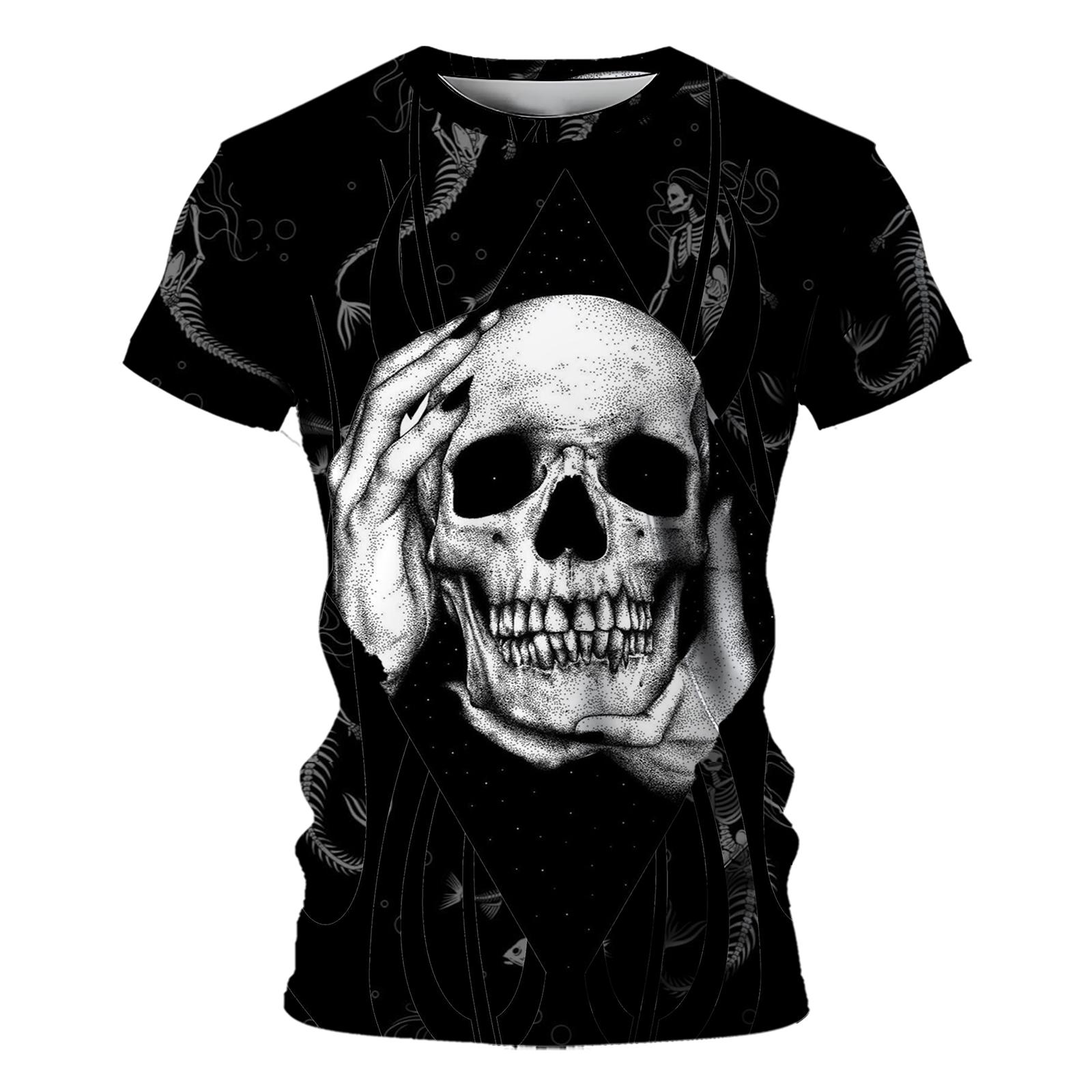 

Мужские футболки с короткими рукавами и черепом, футболки с изображением Цербера для мужчин, свободные футболки, стильные и красивые принты, футболка с рукавами 3XL
