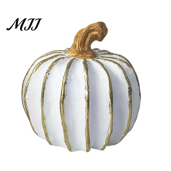 Ornamento durevole da interno Zucca autunnale Decorazione, Zucca decorativa bianca e oro per il Ringraziamento, Zucche in resina Statuetta moderna, Statue per tavolo da casa