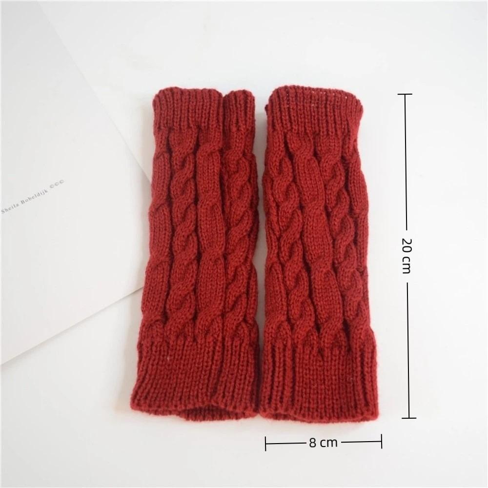 Solid Color Knitting Gloves Thicken Fingerless Glove Comfortable Women Gloves  Women