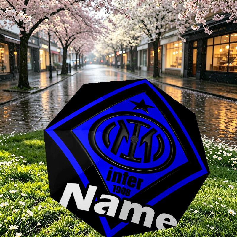 Custom Name Personalized Manchester City FC Print Umbrella, Auto Open Close, 8‑Rib Sturdy Frame, Commute Camping Hiking Use, Birthday Gift