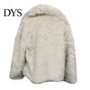 Individual Style Coat Auutmn Winter Lady Cardigan Faux Fur Thickened Plush Turn-down Jacket Collar Pure Color Long Sleeves Solid Women
