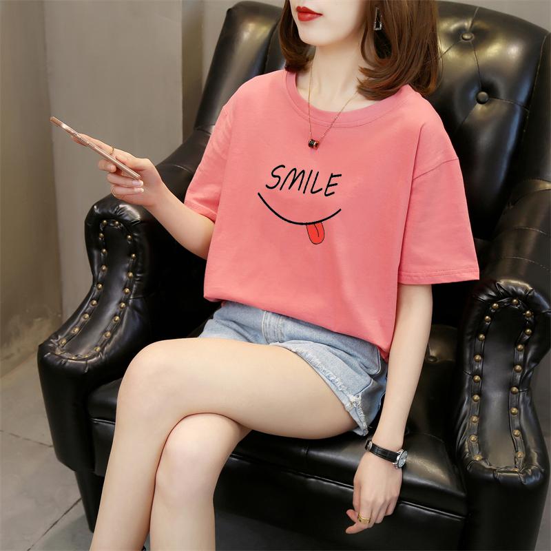 Harajuku funny letter print Short Sleeve T-shirts Women Summer pure cotton Casual loose student T Shirt Women's Y2k Tops