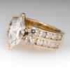 Huitan Luxury Gold Color Marquise Cubic Zirconia Rings Women for Wedding Bands Accessory Anniversary Gift Fashion Party
