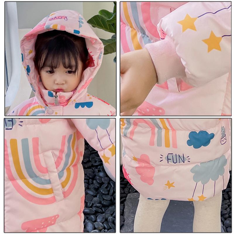 Neue Mädchen Jungen Daunenjacke Wintermäntel Kinder Kleidung Mit Kapuze Windjacke Mantel Für Kinder 2-7 Jahre Baumwolle Warme Oberbekleidung