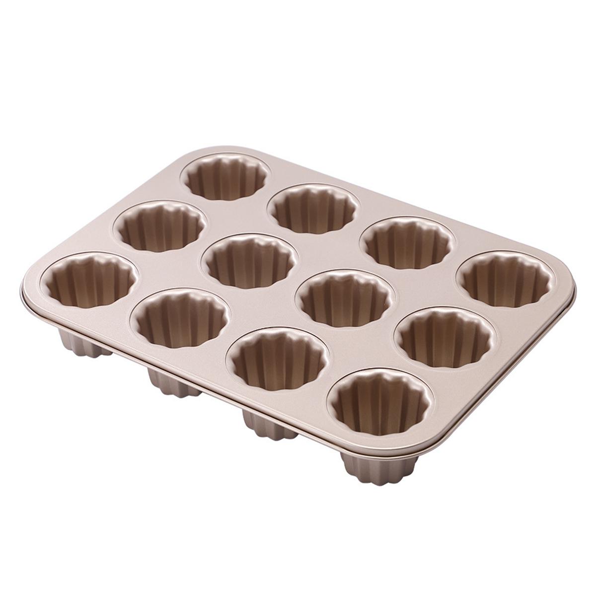 

12 Cavities Muffin French Non-Stick Bakeware Custard Cake Pan Canele Mold Cannele Mould Baking Tool 12 Cavities