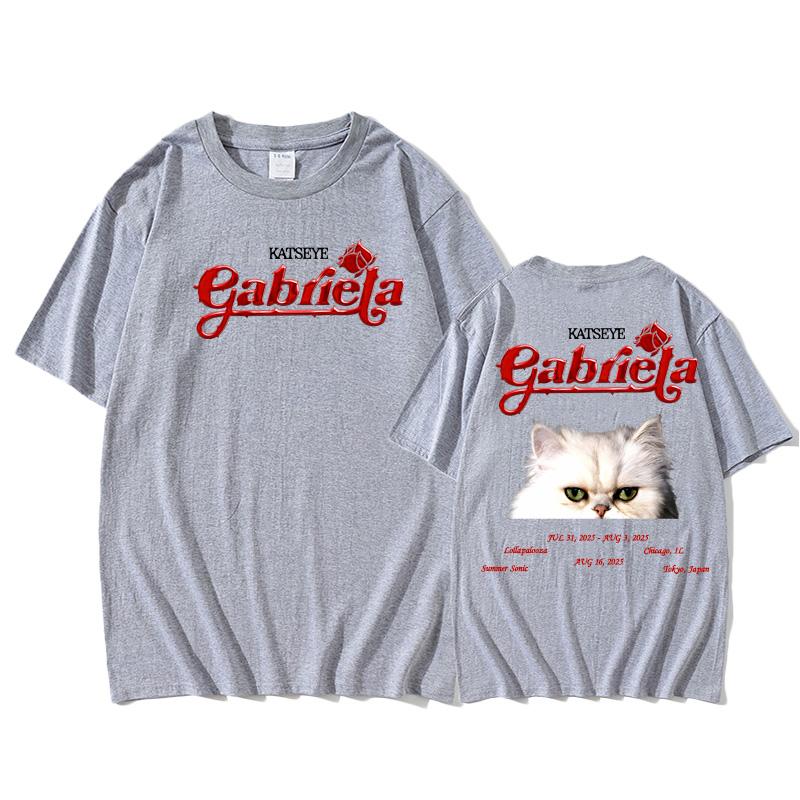 Katseye Gabriela 2025 NEW T-shirt Short Sleeve High Quality 100%Cotton Tshirts Hip Hop Printing T Shirt Gothic Streetwear