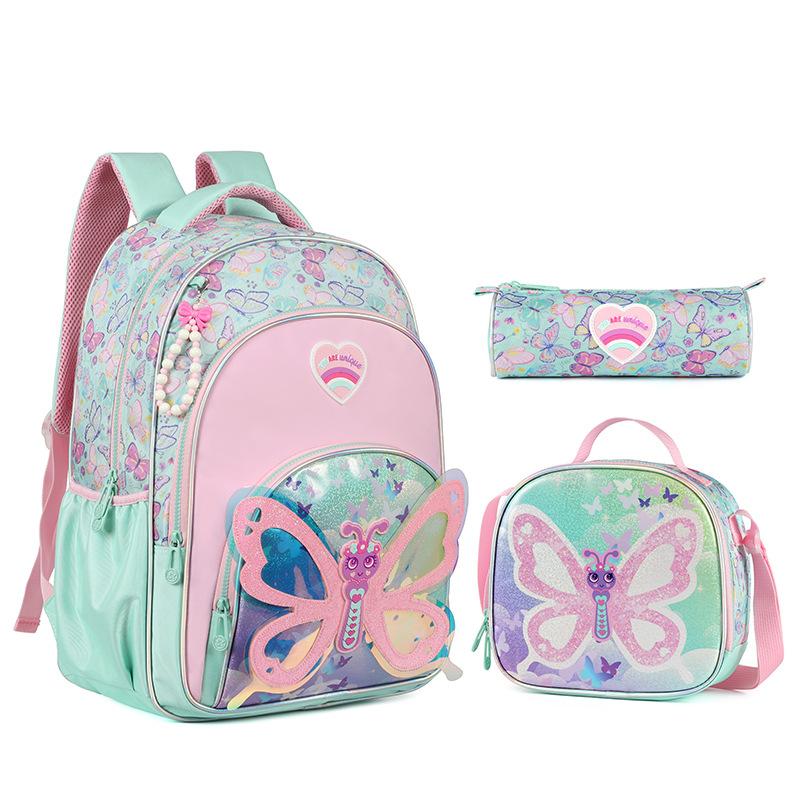 Zaini Scolastici per Bambine Set Borsa Scolastica con Borsa Pranzo Astuccio Zaino per Studenti Elementari Borsa Libri Carina