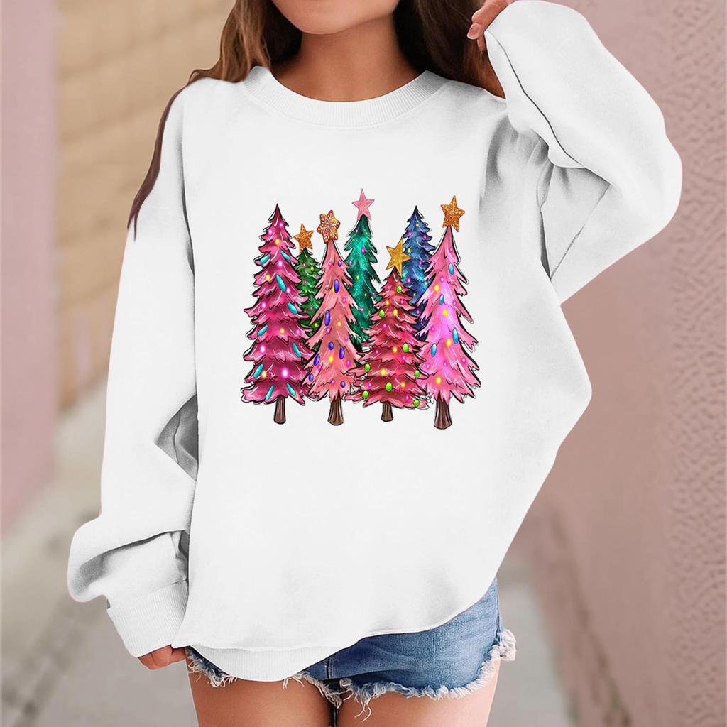 Children's Fashionable Casual Long-sleeved Loose Christmas Print Pullover Sweatshirt