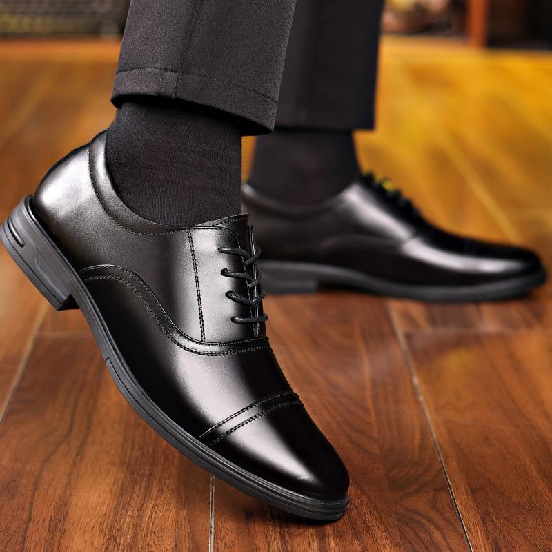 

Мужские кожаные туфли из дышащей кожи, деловые, три пары, мужские туфли из кожи, универсальные, нескользящие, с мягкой подошвой, мужские туфли 39 чёрный