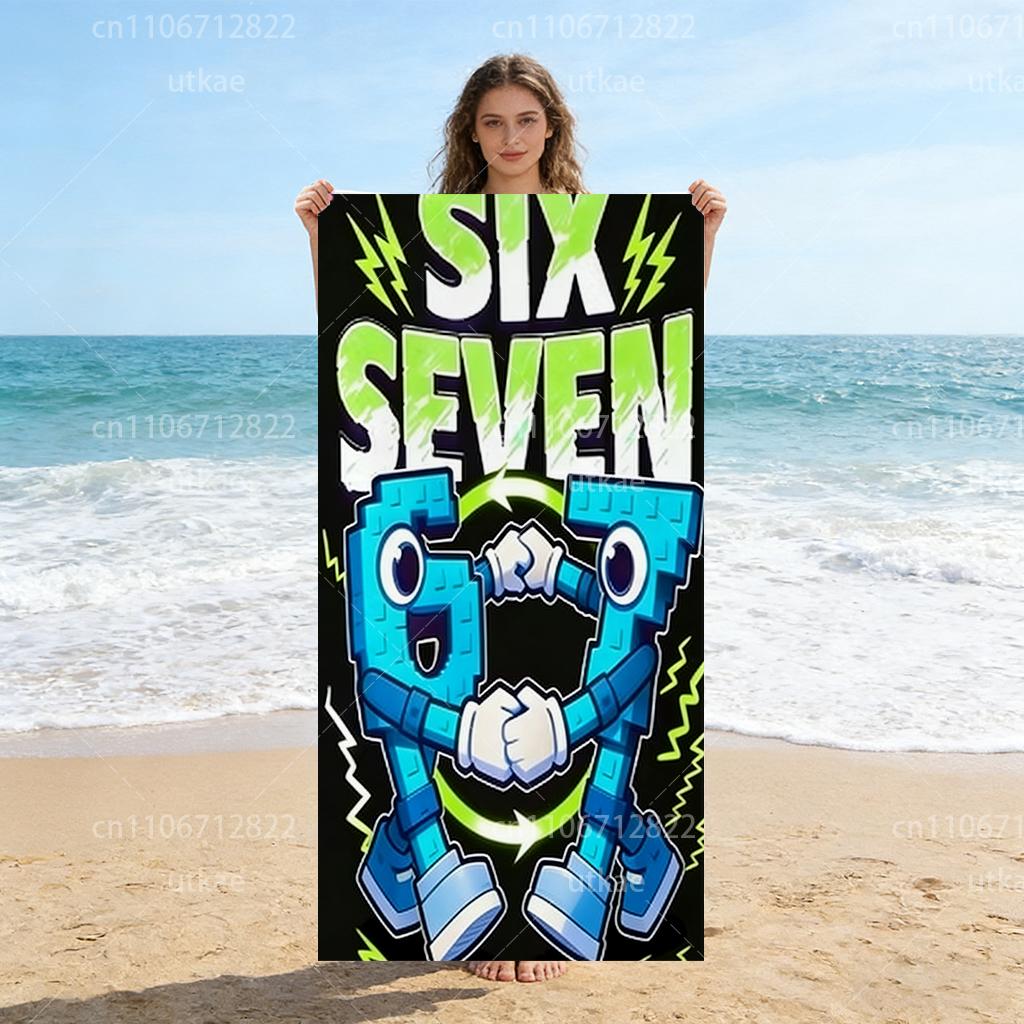 

1pc Six Seven Art Beach Towel-Soft, Ultra-Absorbent Microfiber, Lightweight, Perfect for Beach, Parties, Travel, Camping Beach W30*H60(CM)