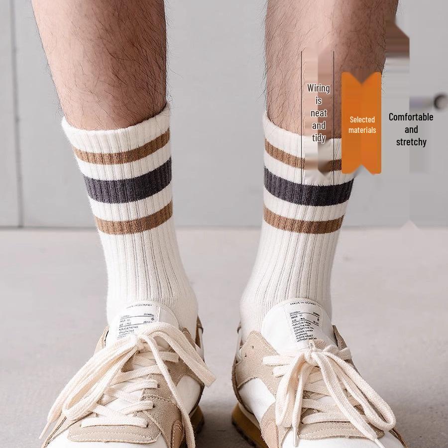 Men's Trendy Mid-Calf Socks: Sweat-Absorbent, Odor-Resistant Over-the-Knee Football Socks