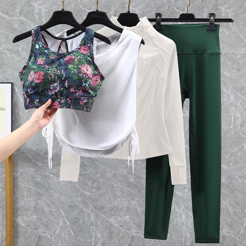 Damski strój do jogi i biegania z wysokim stanem, szybkoschnący - Podnoszący biodra, zestaw fitness na wiosnę/jesień