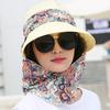 Women Summer Anti-Uv Sun Hat Outdoor Foldable Floral Print Caps Neck Face