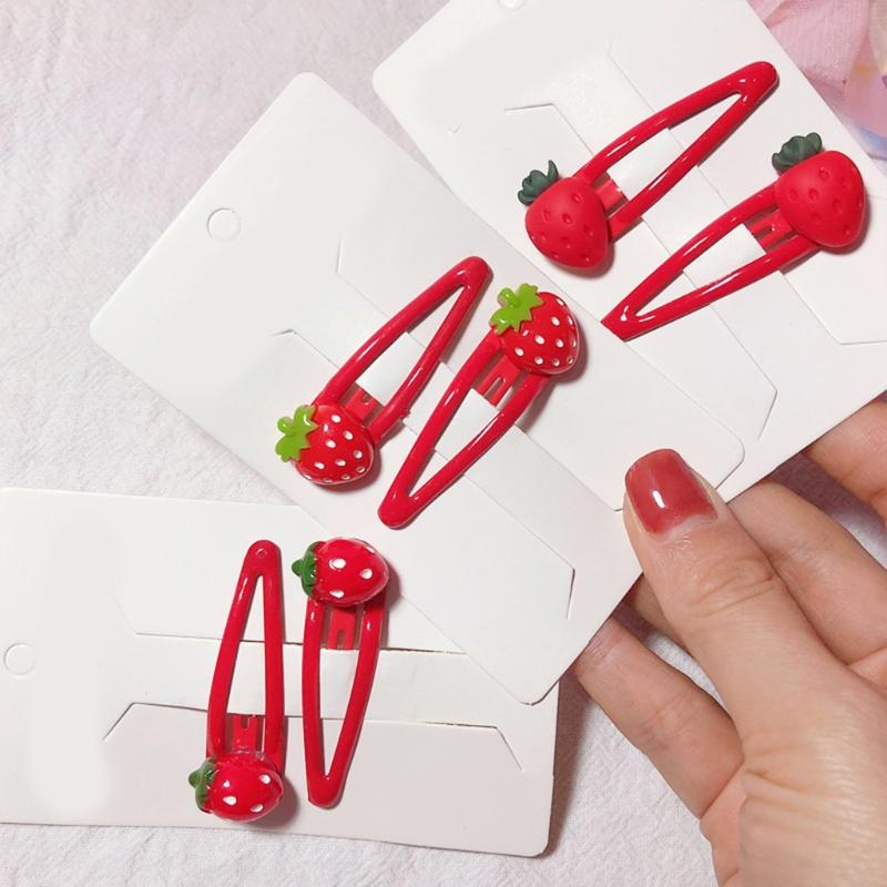 3D Strawberry Hair Clips Non-Slip Cartoon Fruit Clip Fruit Resin Side Clips Sweet Barrette Accessories Ponytail Holder