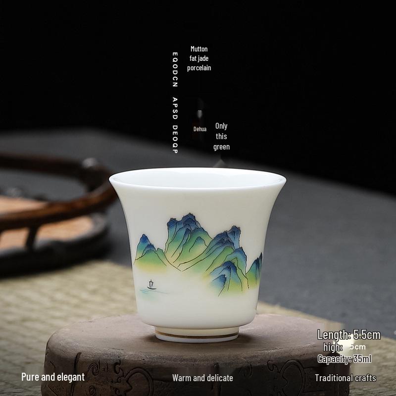 Antique Style Jade White Porcelain Baijiu and Sake Cup - Small Capacity Mini One-Sip Retro Wine Cup