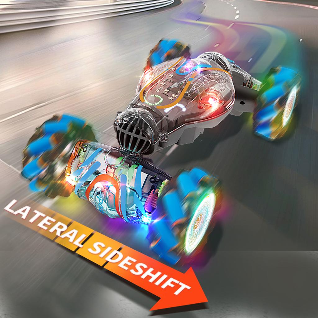 Remote Control Car, 2.4GHz 4WD Gesture Sensing Stunt Car with Spray, Lights and Music, 360° Rotation