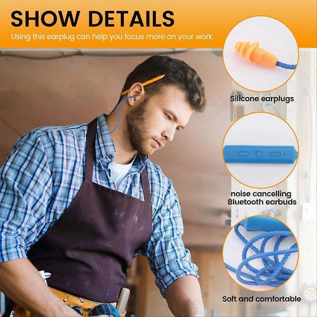 2PCS Earphone Bluetooth Ear Plugs for Work,Hearing Protection