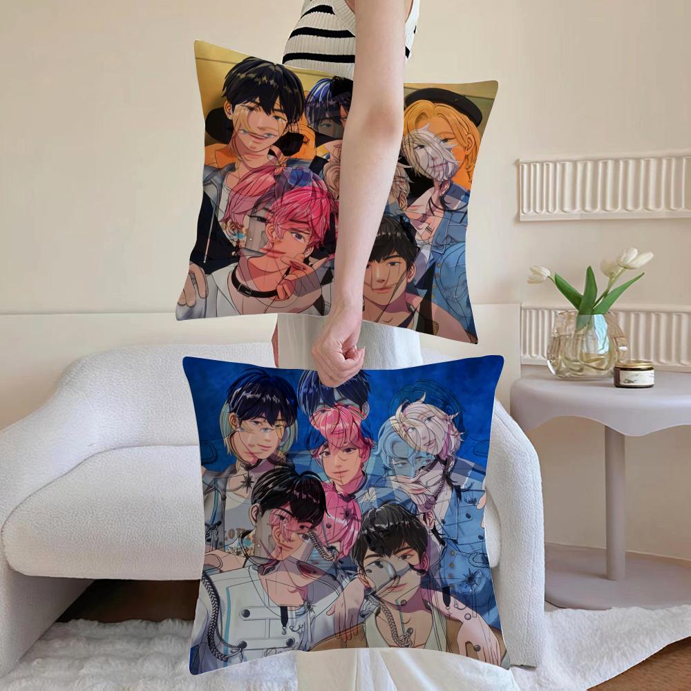 Kpop P-PLAVE Pillow Case Anti-dustmite Pillowcase Invisible Zipper Silky Short Plush Sofa Cushion Cover