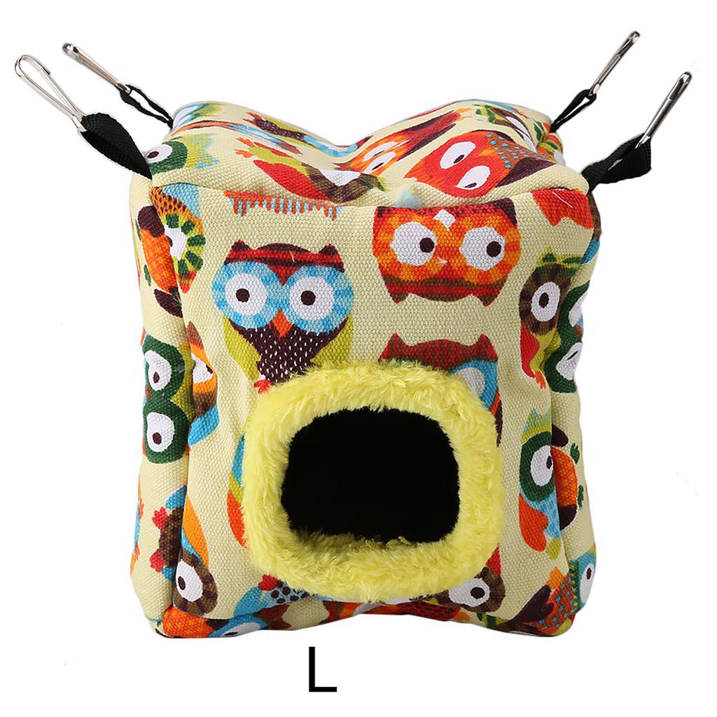 Warm Plush Bird Hanging Cave Hammock Hanging Winter Birds Cage (L Owl)