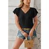 Summer New V-neck Fashion Short Sleeve Casual Women Blouse Elegant Loose Pleated Office Tops Solid Color Simple Loose Slim Women Vlothing