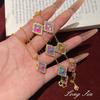 Elegant Vintage Style Floral Gemstone Clover Jewelry Set Women - Necklace Bracelet Earrings