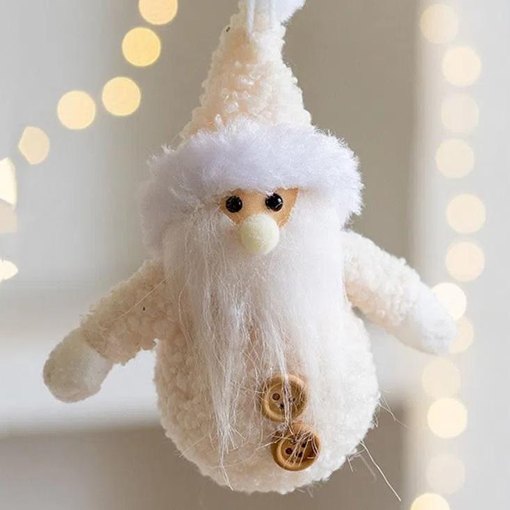 2pcs Soft Plush Santa Claus Pendant Handmade Xmas Tree Pendant  Party Favors