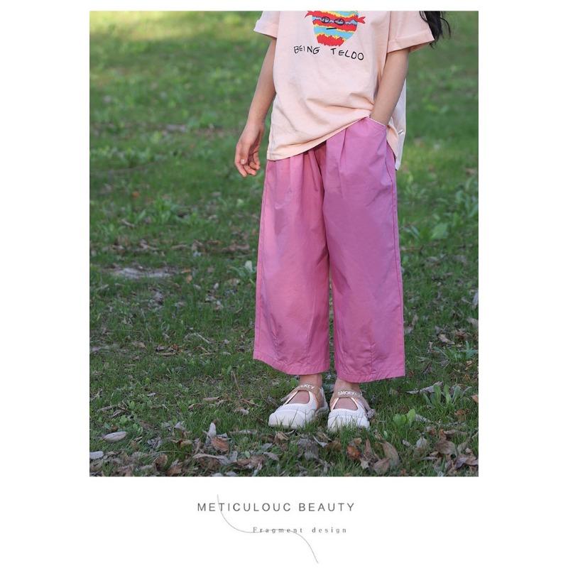 Girls Kids Casual Loose Solid Color Wide Leg Cropped Anti Mosquito Pants