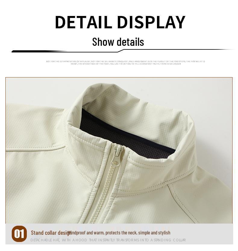 Unisex Windproof & Waterproof Softshell Jacket with Stand-up Collar - Custom Logo Embroidery Available