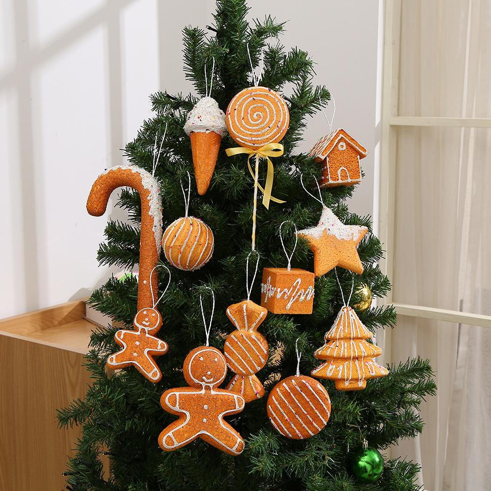 Foam Candy Cane Gingerbread Man Christmas Tree Pendant Ball Snowflake Xmas Tree Hanging Ornament for Navidad Natal Home Decor