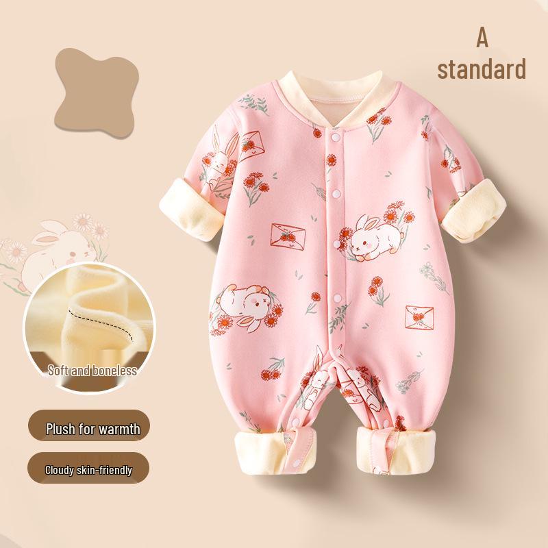 

Флисовый ромпер для новорожденных - Унисекс весенне-осенняя цельная пижама для мальчиков и девочек 80cm