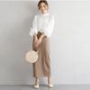 Women Elegant Party Blouse Chic Mesh Ruffle Sleeve Autumn Designer Stand Collar Shirts Korean Loose Tunics