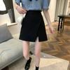 Petite Black A-line Midi Skirt with Irregular Slit - Women's Niche Spring/Summer 2025 Collection