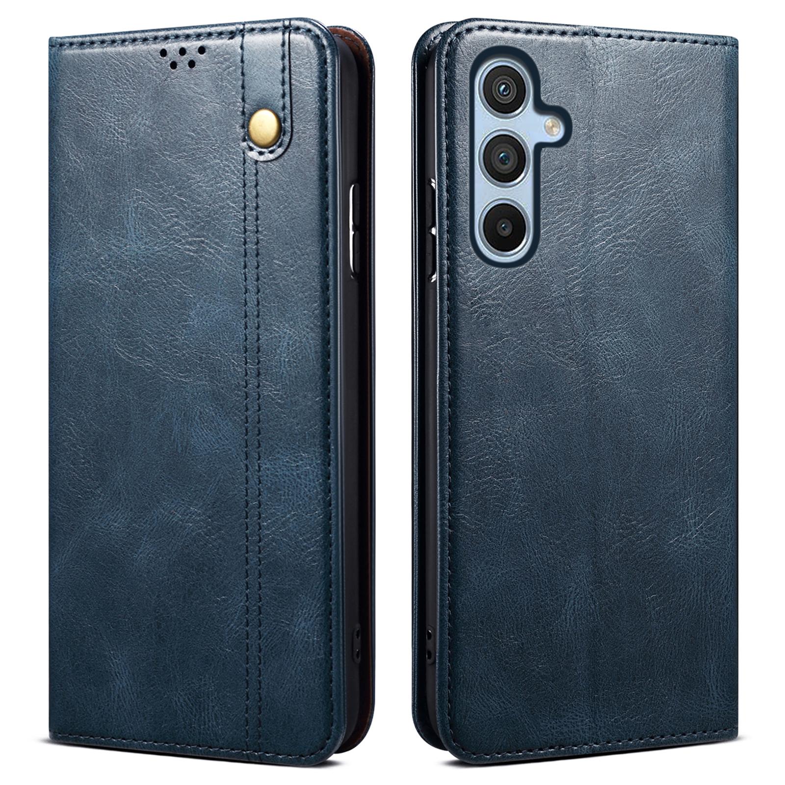 

For Samsung Galaxy A35 5G Leather Case Magnetic Auto Closing Wallet Cover Blue