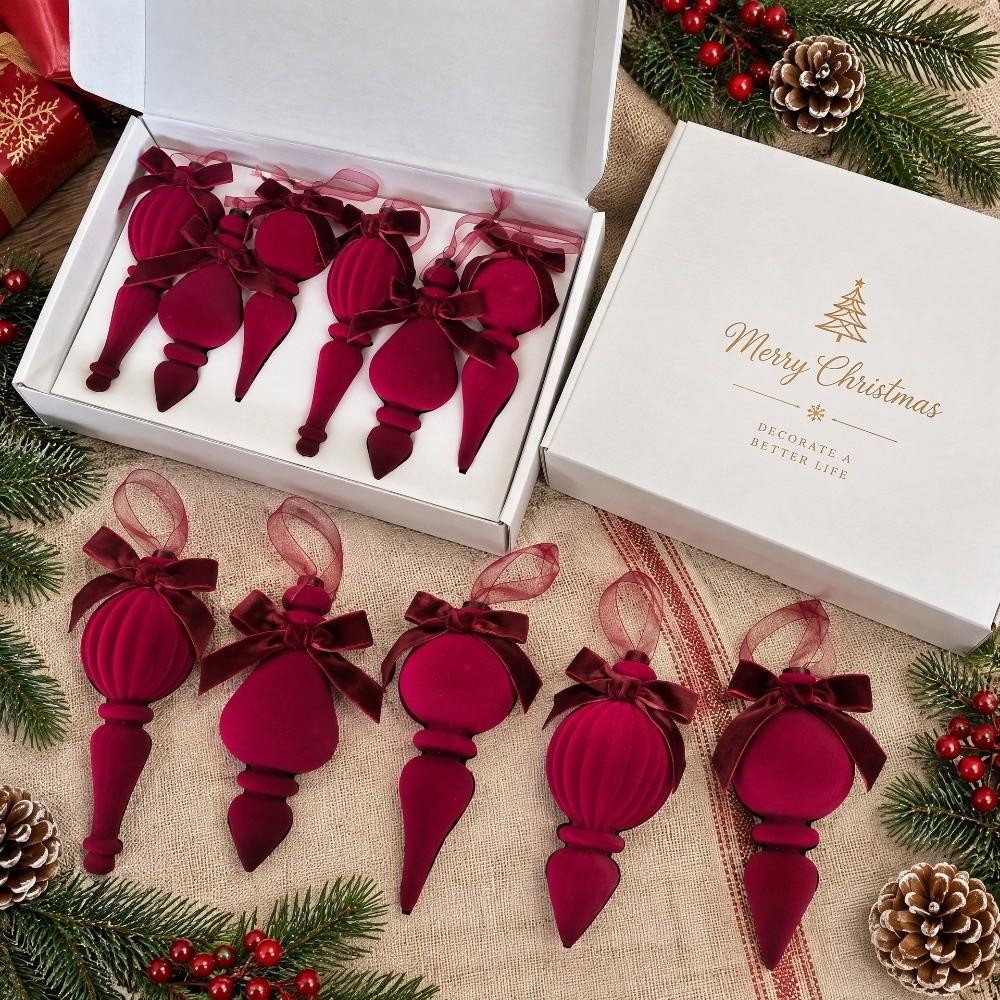 Flocked Christmas Ball Ornament Glitter Xmas Baubles Xmas Tree Hanging Pendant New Year Gift