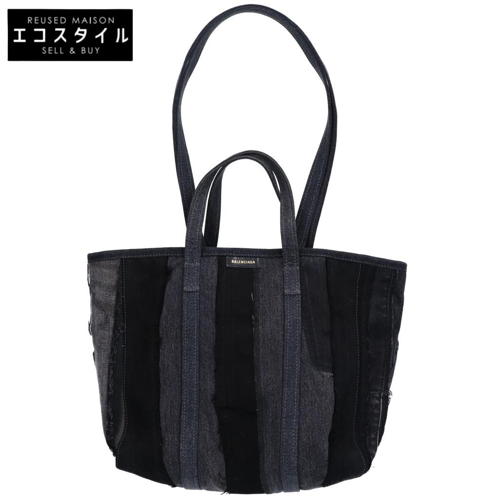 BALENCIAGA [Excellent Condition] 671409 Barbes Medium Denim 2-Way Tote Bag Black seriesUsed