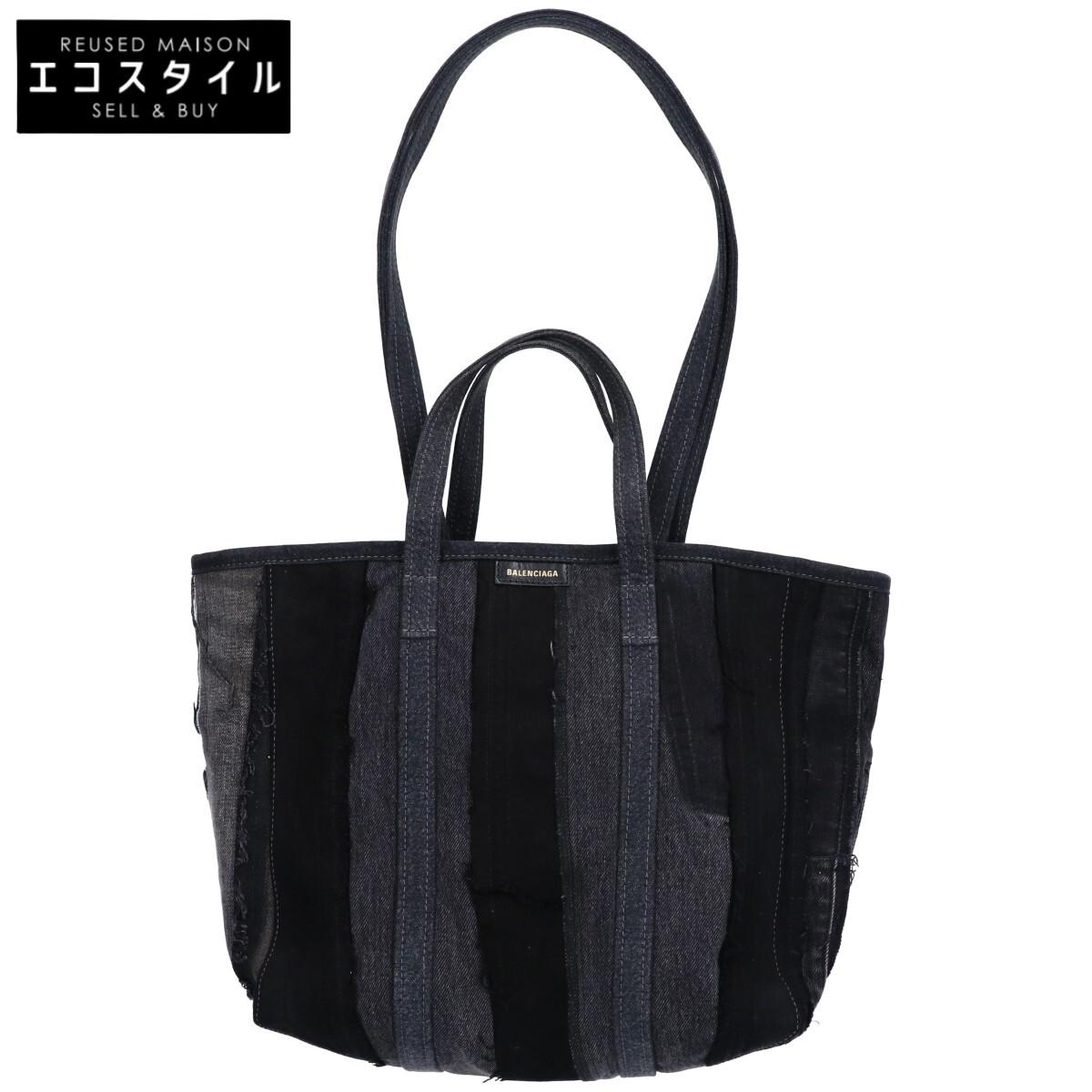 

BALENCIAGA [Excellent Condition] 671409 Barbes Medium Denim 2-Way Tote Bag Black seriesUsed