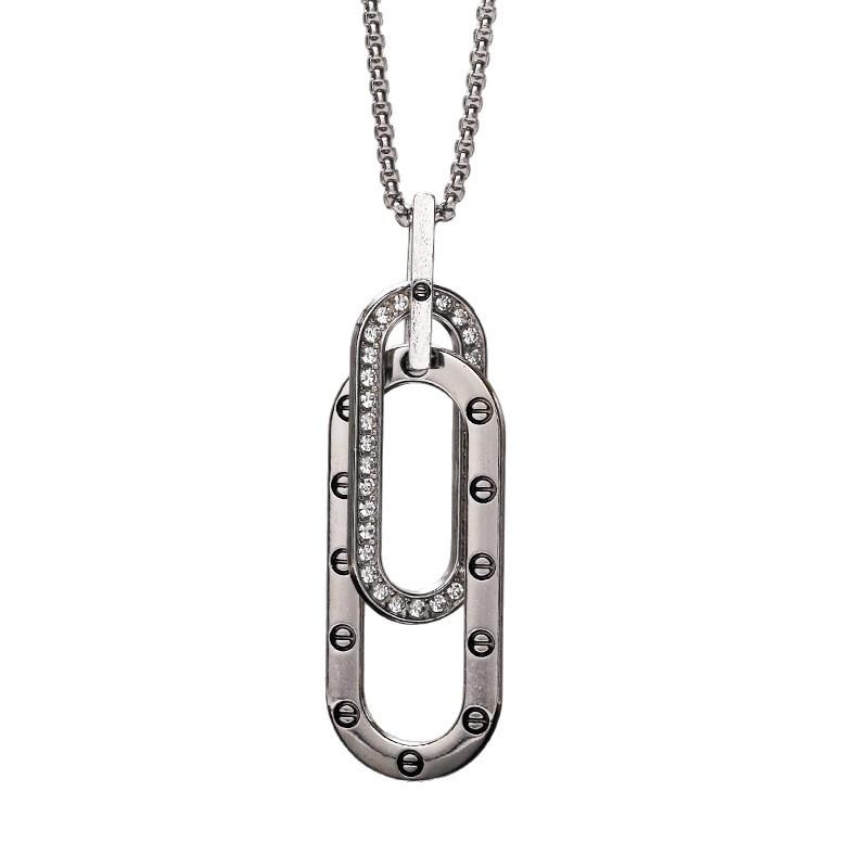 Double Ring Boys Hip Hop Versatile Unisex Simple Men's and Women's Pendant Necklace