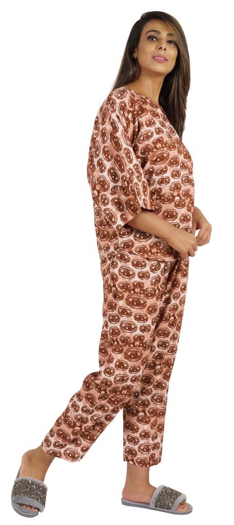 Phagun Women Loungewear 2Pcs Pajama Set Sleepwear Top & Pajama Asian