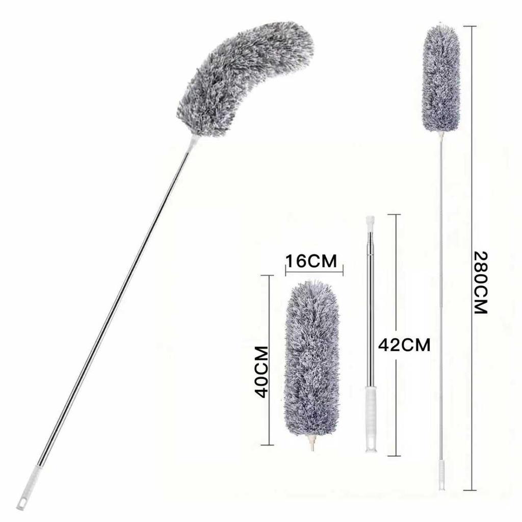 CAOSYE Handheld Mop for Up to 280cm for Dust Cobweb and with an Telescopic Rod for Ceiling Dust and Wiping High-Altitude Cleaning, Long, Washable,