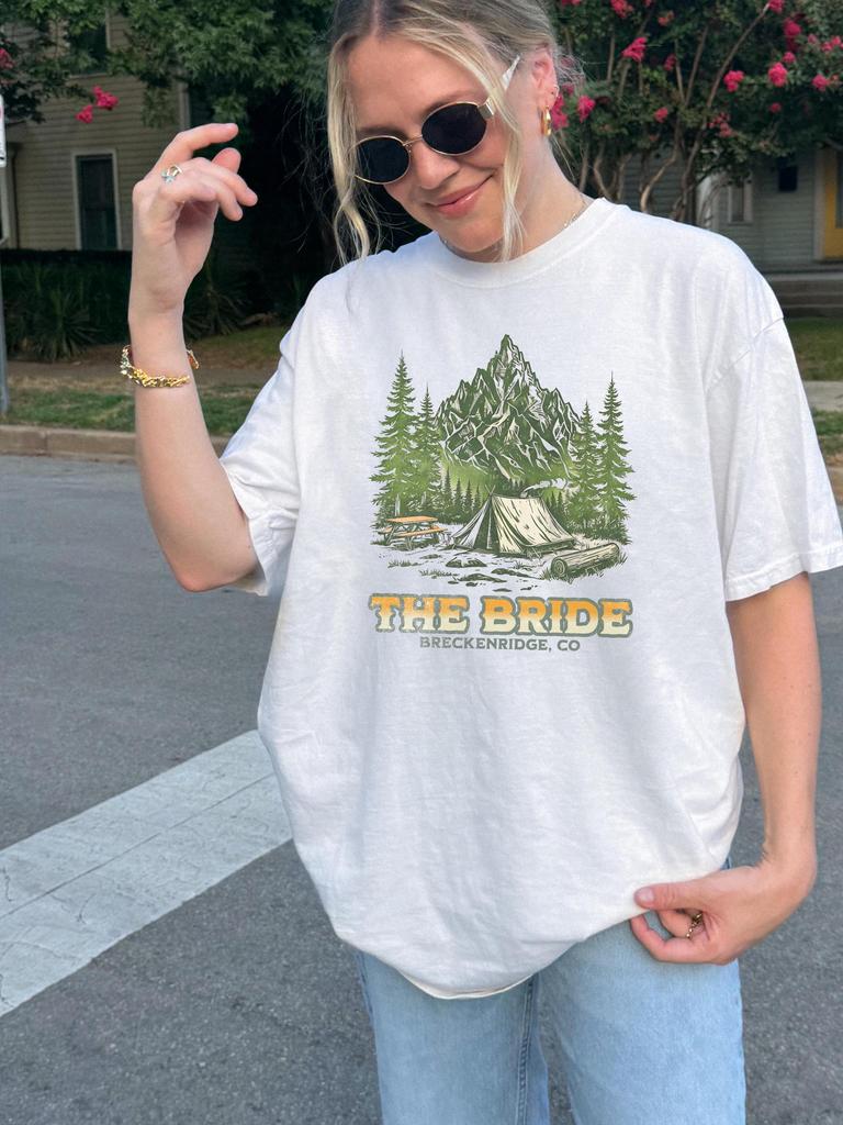 Retro Camp Bachelorette Shirt Last Trail Camp Bach Shirts Camping Bachelorette Custom Party Shirts Camping Mountain Bride Tee Camp