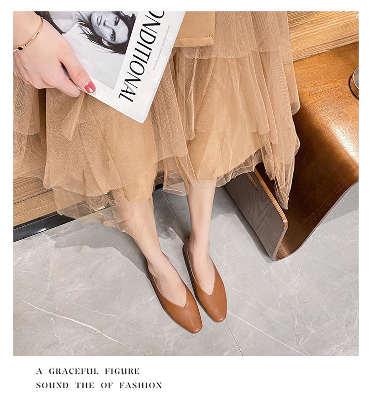 2026 Cowhide Soft Sole Women's Flats: Comfortable, Breathable, Low Heel Square Toe, Shallow Cut, No-Rub Design