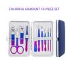 Colorful Stainless Steel 7-15 Piece Beauty Nail and Eyebrow Repair Set Manicure Set Nail Clippers